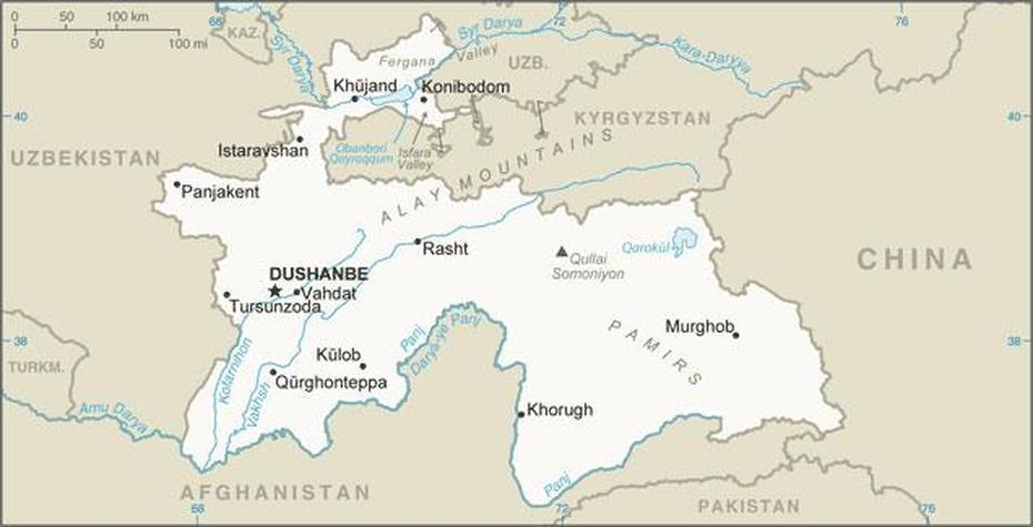 Tajikistan Map With Cities – Free Pictures Of Country Maps, Dahana, Tajikistan, Tajikistan Nature, Dushanbe