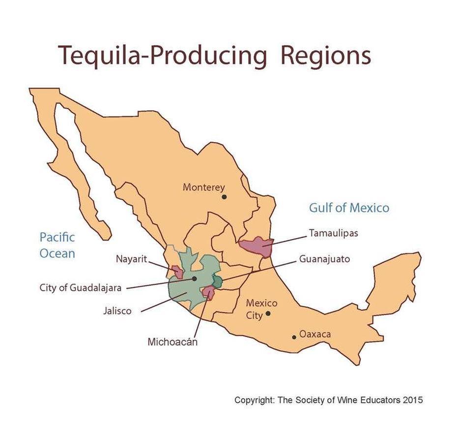 The Tequila-Producing Regions | Tequila, Wine Map, Wine Advertising, Tequila, Mexico, Tequila Jalisco Mexico, Riu Tequila