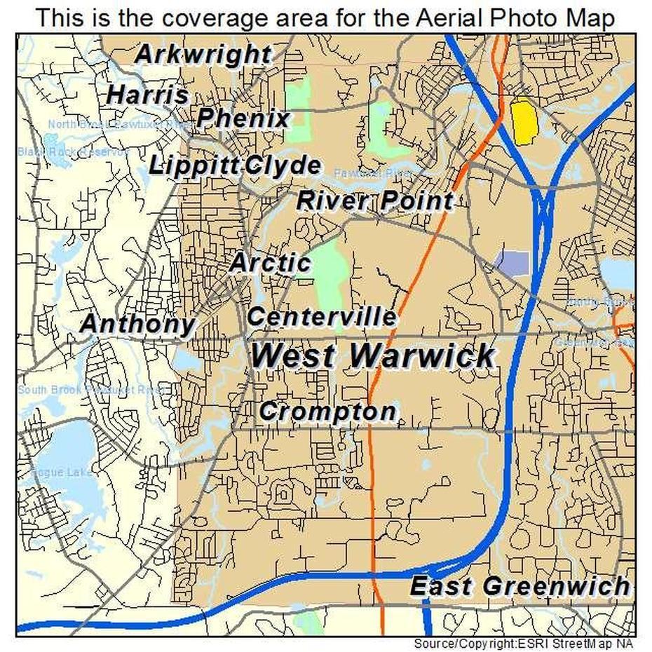 Aerial Photography Map Of West Warwick, Ri Rhode Island, West Warwick, United States, West Region Usa, West Coast United States