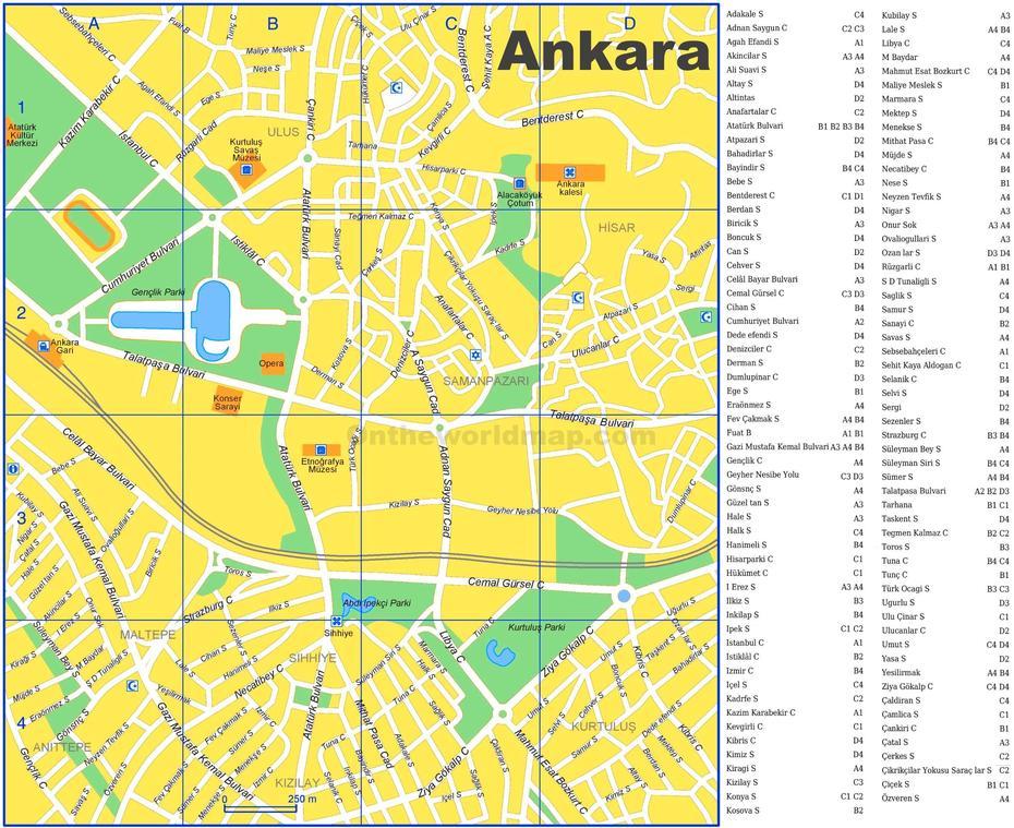 Ankara Tourist Map, Ankara, Turkey, Ankara Location, The  Of Turkey