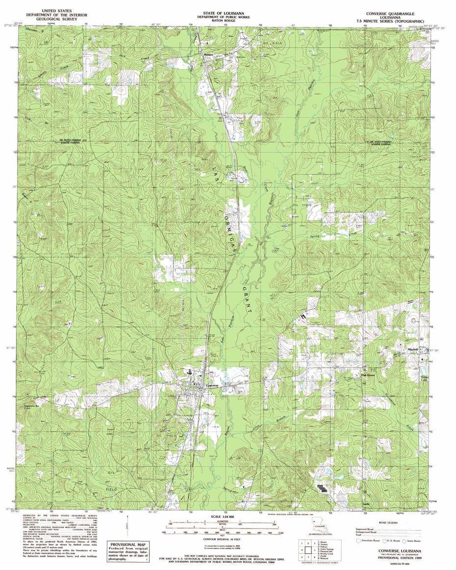 Converse Topographic Map, La – Usgs Topo Quad 31093G6, Converse, United States, United States World, Basic United States