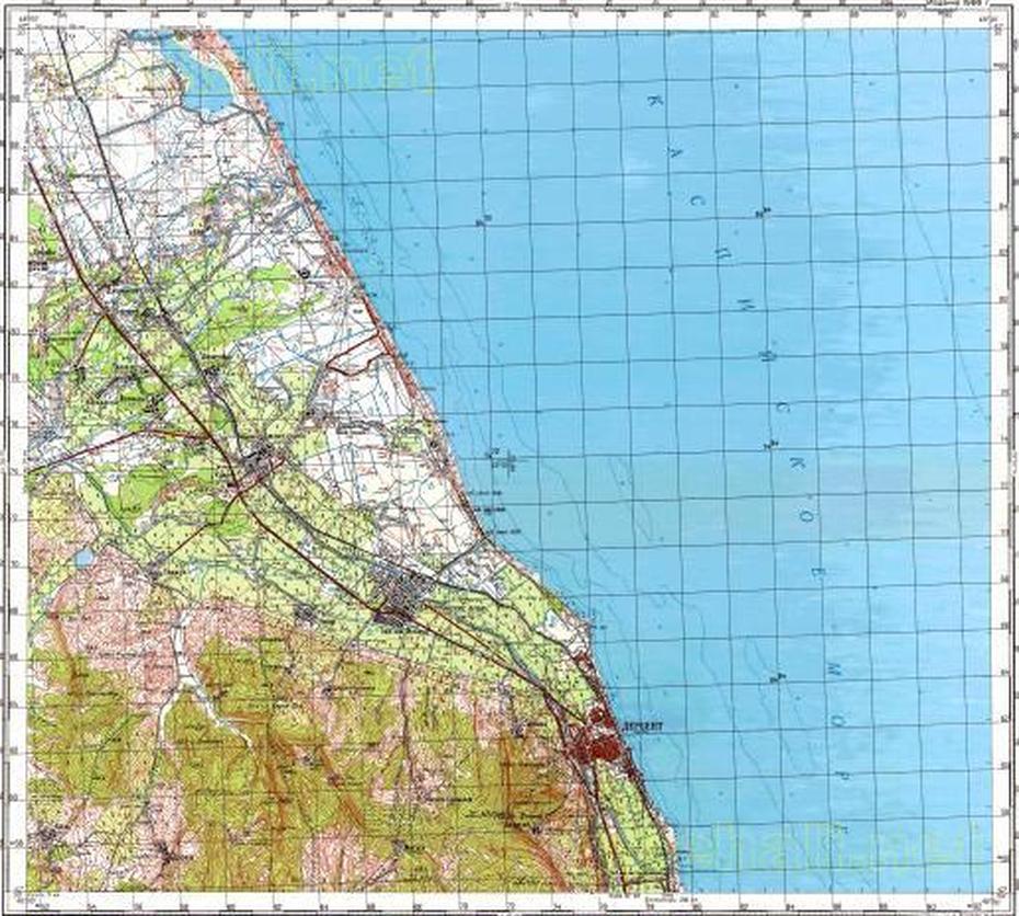 Download Topographic Map In Area Of Derbent, Dagestanskiye Ogni …, Dagestanskiye Ogni, Russia, Russia City, White Russia