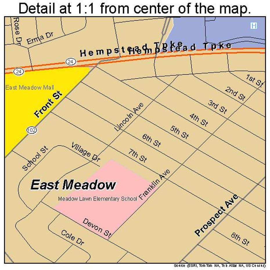 East Meadow New York Street Map 3622502, East Meadow, United States, Eastern Coast United States, Eastern Us  United States