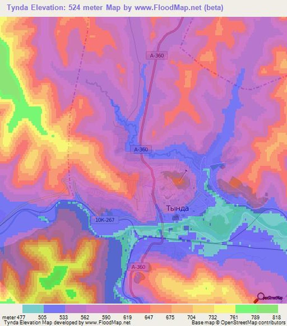 Elevation Of Tynda,Russia Elevation Map, Topography, Contour, Tynda, Russia, Russian Far East, Yakutsk