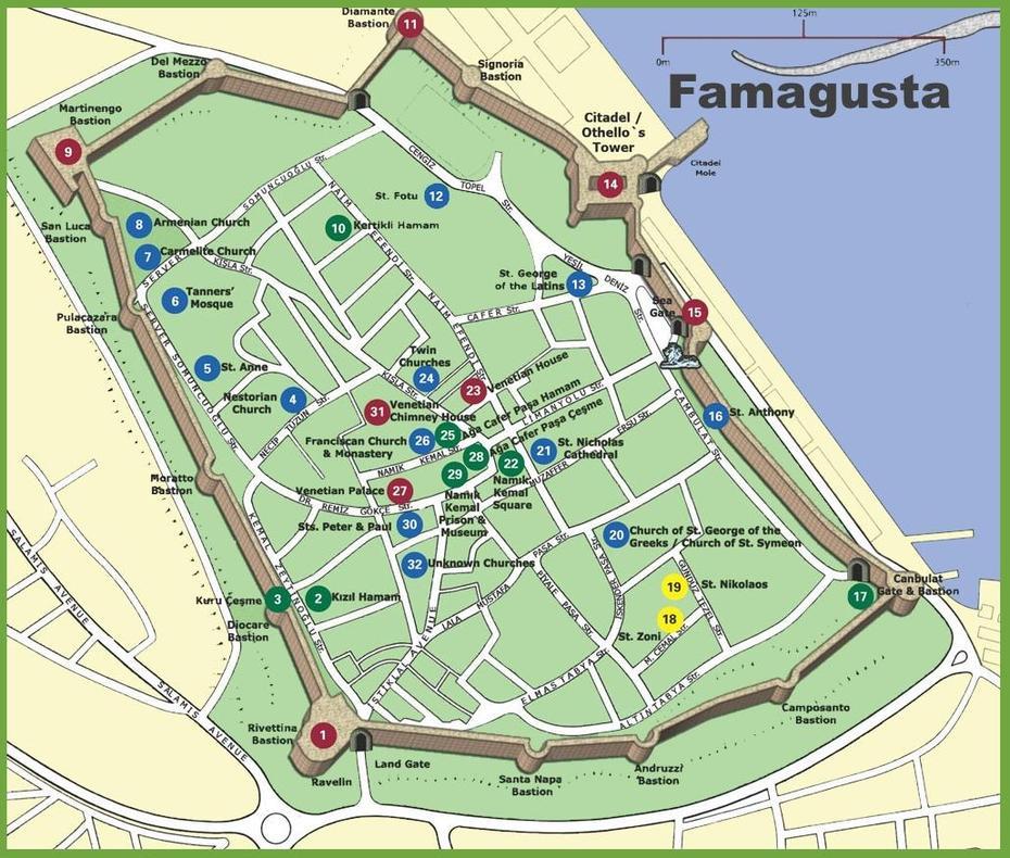 Famagusta Tourist Map, Famagusta, Cyprus, Ayia Napa Cyprus, Cyprus In