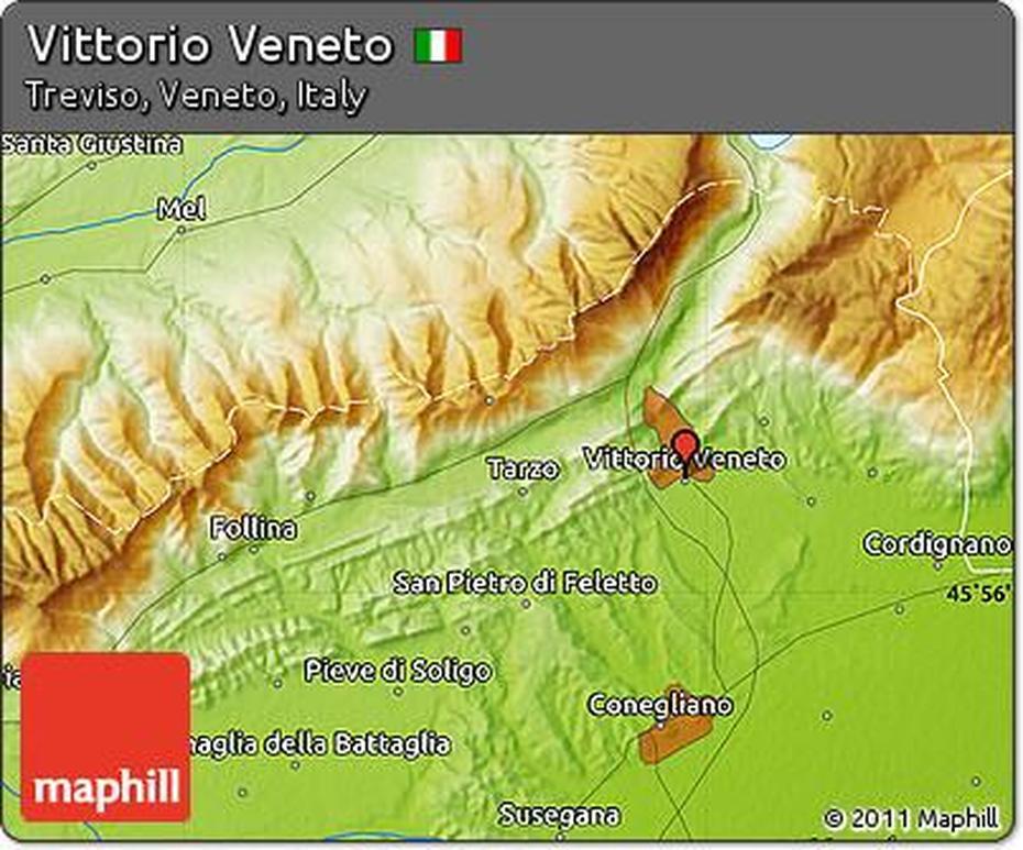 Free Physical Map Of Vittorio Veneto, Vittorio Veneto, Italy, Where Is Veneto Italy, Rn Vittorio Veneto