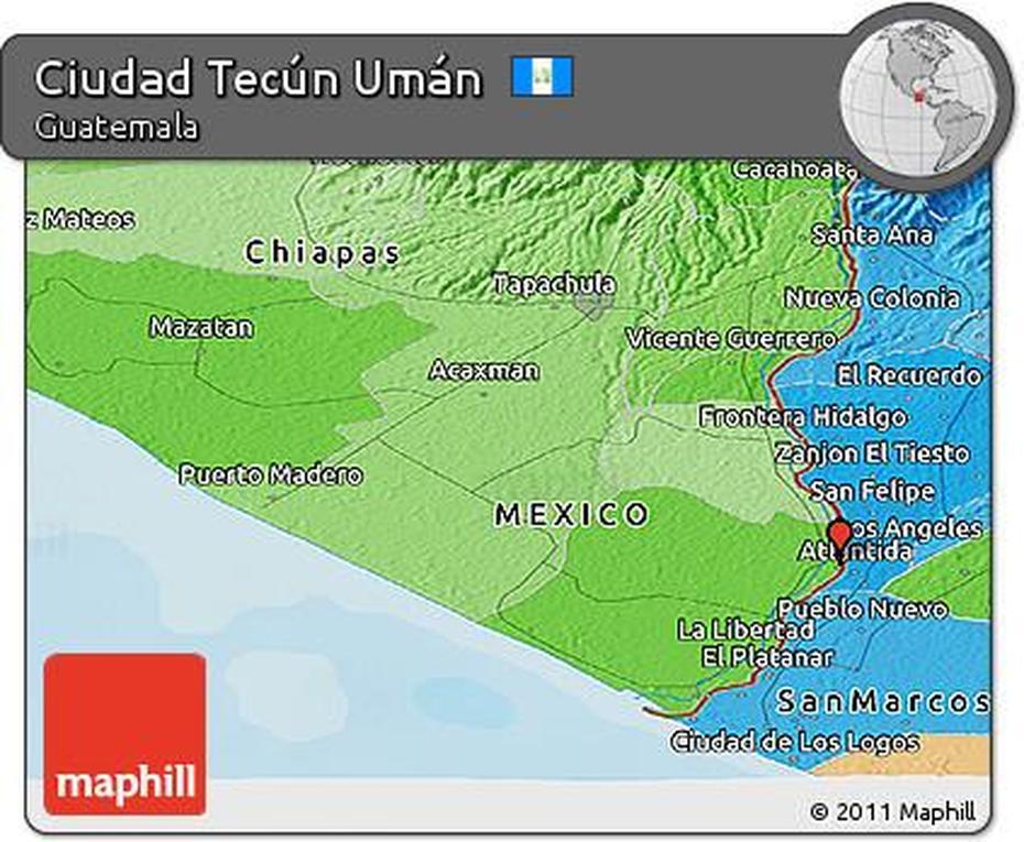 Free Political Panoramic Map Of Ciudad Tecun Uman, Uman, Mexico, Ukraine  With Cities, Mariupol Ukraine