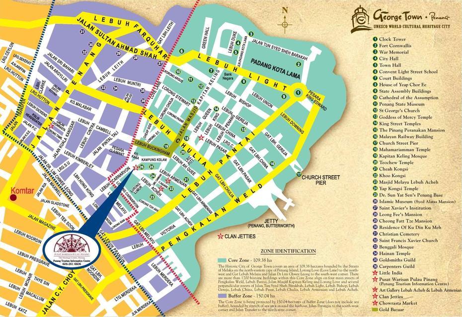 George Town City Center Map, George Town, Malaysia, Georgetown, Penang