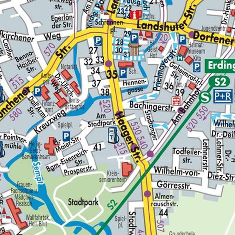 Karte Von Erding – Stadtplandienst Deutschland, Erding, Germany, Erding Munich, Freising Germany