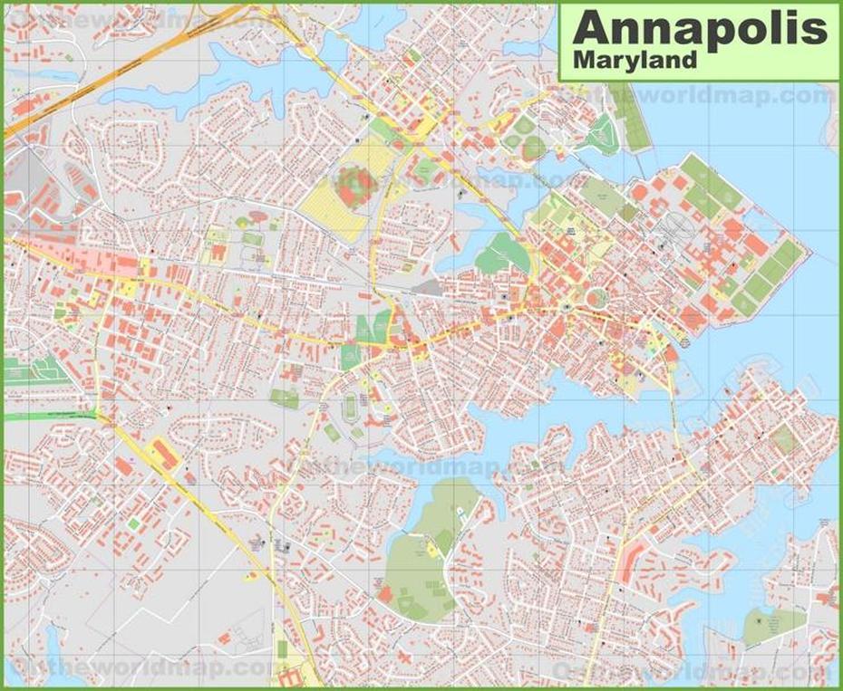 Large Detailed Map Of Annapolis, Annapolis, United States, Annapolis Historic District, Downtown Annapolis