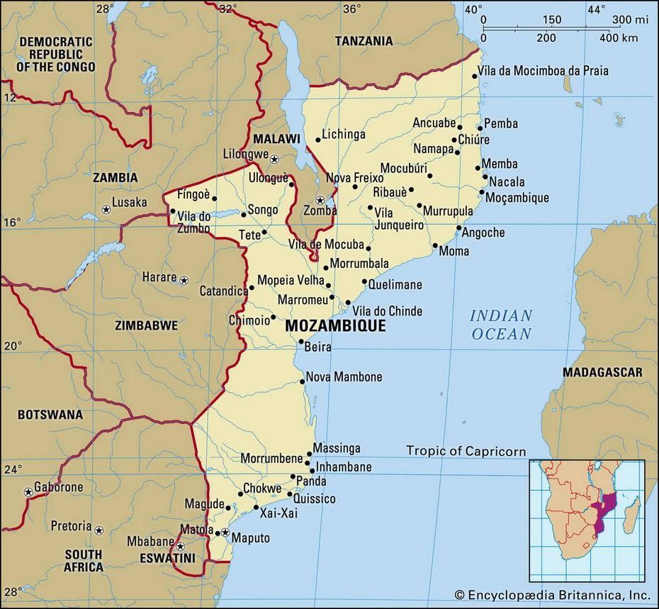 Map Of Mozambique And Geographical Facts – World, Zumbo, Mozambique, Uto, Mozambique Travel