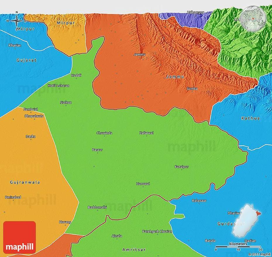 Political 3D Map Of Sialkot, Sialkot City, Pakistan, Kotli, Kpk