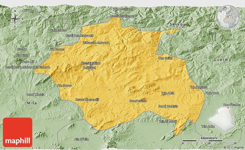 Savanna Style 3D Map Of Constantine, Constantine, Algeria, Algiers Algeria, Constantine Algerie