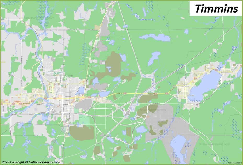 Timmins Map | Ontario, Canada | Detailed Maps Of Timmins, Timmins, Canada, Hope Valley Canada, Sudbury Canada