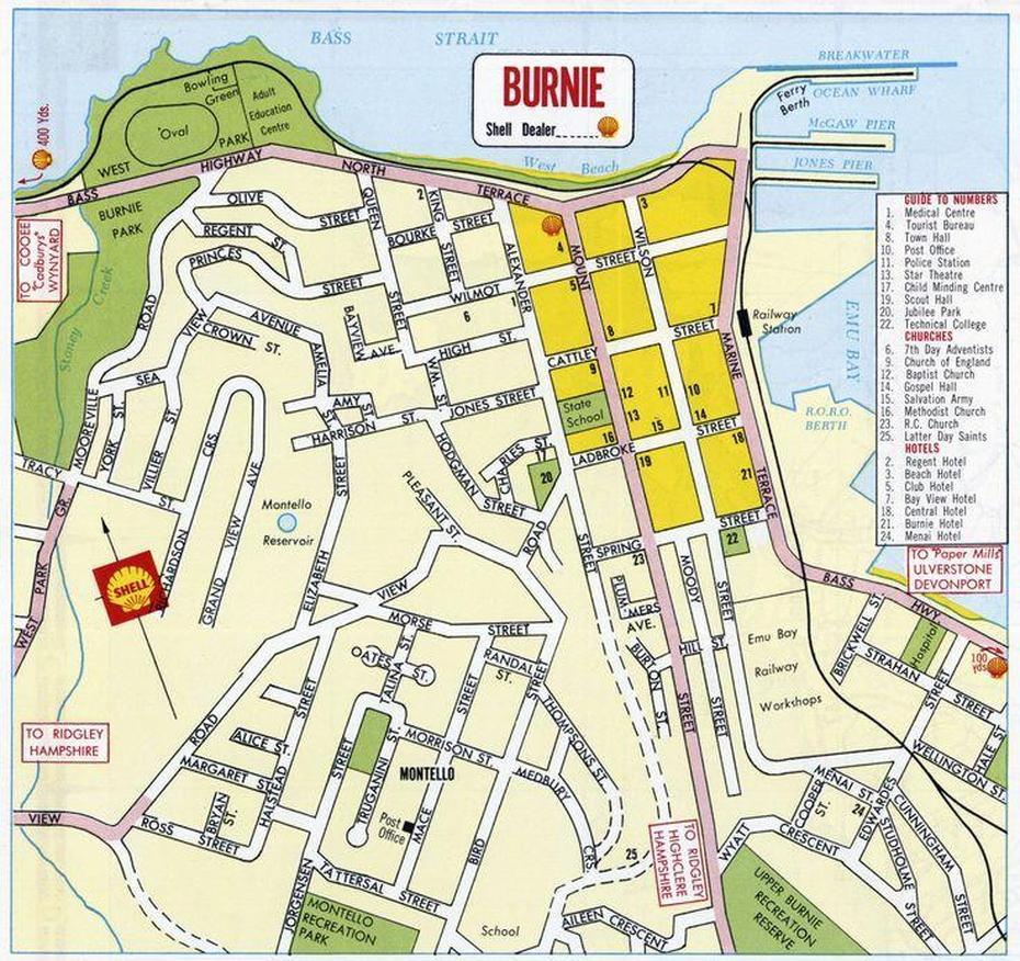 1970S Street Map Of Burnie, Tasmania | Map, Australia Map, Street Map, Burnie, Australia, Burnie Airport, Burnie Tasmania