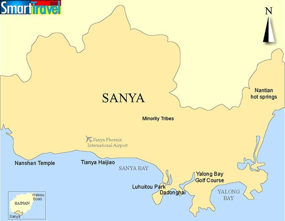 Detailed A4 Printable Map Of Sanya, Hainan, China, Listing Popular …, Sanya, China, Sanya Bay, Tianjin China