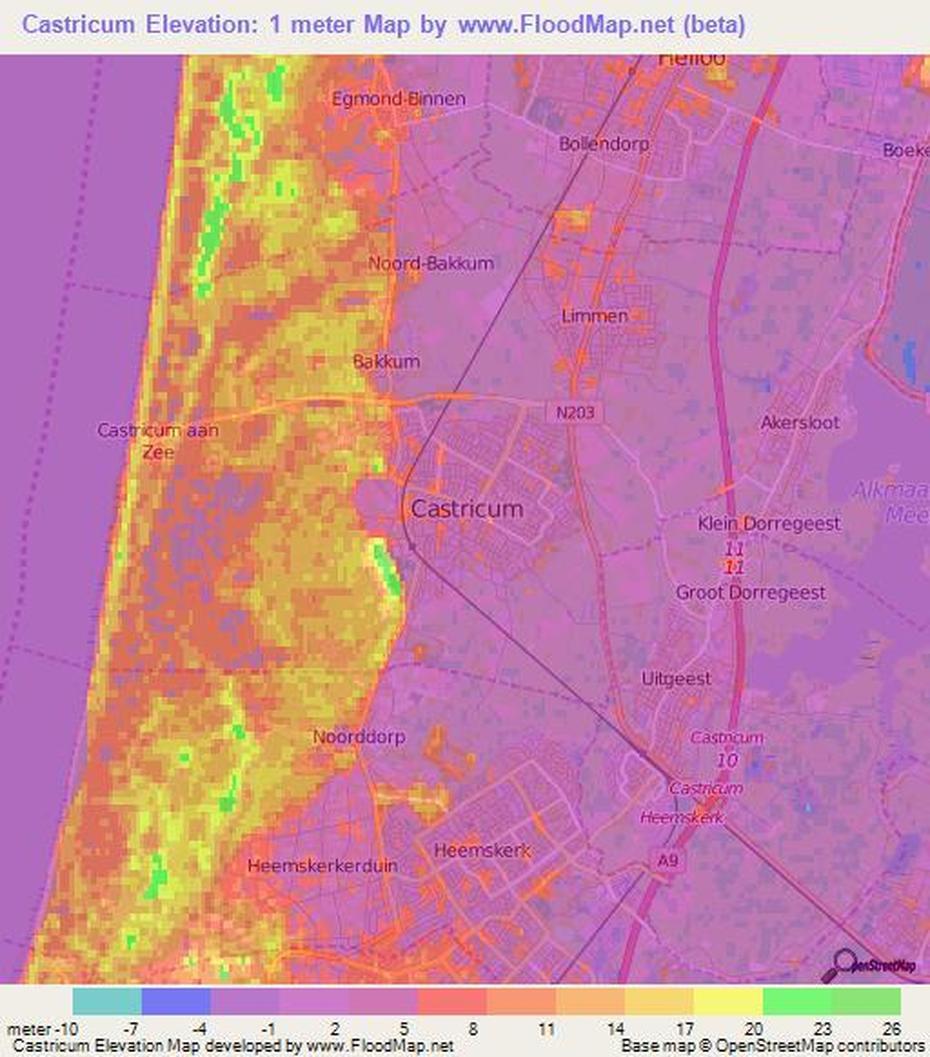 Elevation Of Castricum,Netherlands Elevation Map, Topography, Contour, Castricum, Netherlands, Noord- Holland, Castricum Kaart