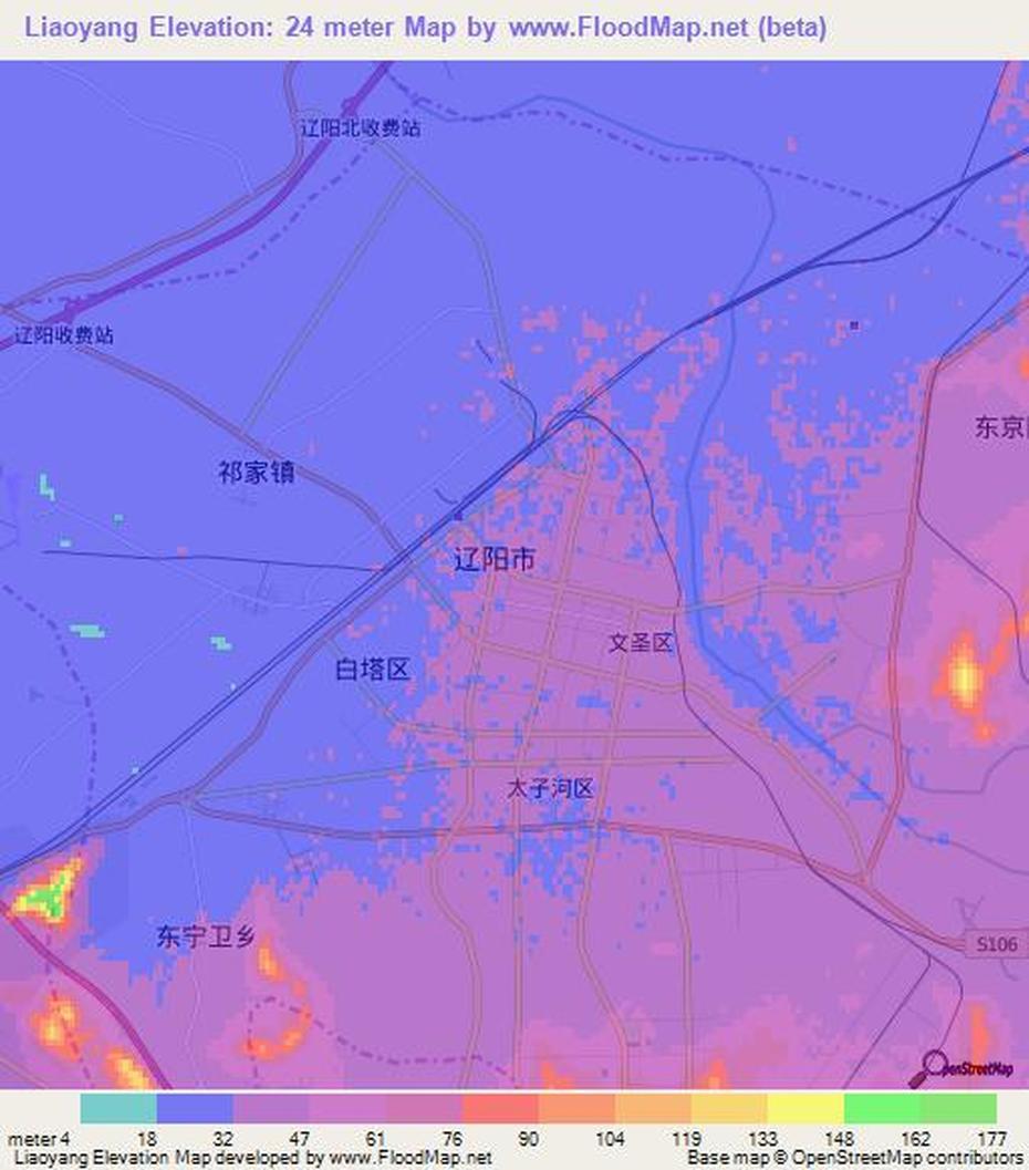 Elevation Of Liaoyang,China Elevation Map, Topography, Contour, Liaoyang, China, Liao River  China, Shenzhen City