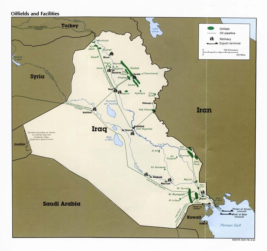 Iraq Oilfields And Facilities Map – Iraq  Mappery, Al Ḩamdānīyah, Iraq, Mosul  Mosque, Al Asad Iraq