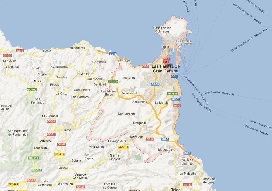 Las Palmas Map, Las Palmas, Spain, Of Las Palmas, Las Palmas Canary Islands