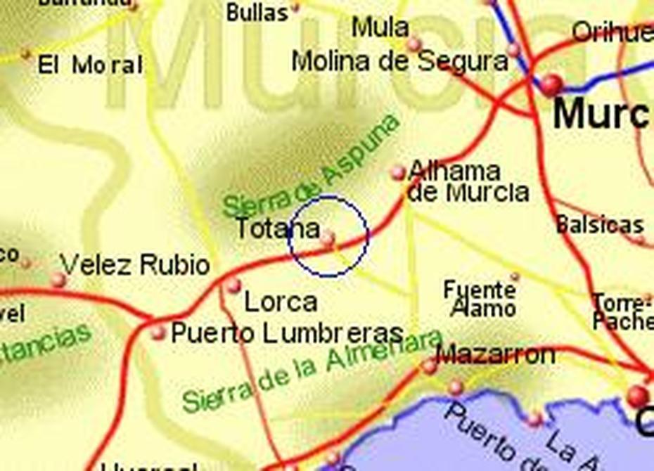 Map Of The Totana Area, Fully Zoomed In, Totana, Spain, Zaragoza Spain, Alhama De  Murcia