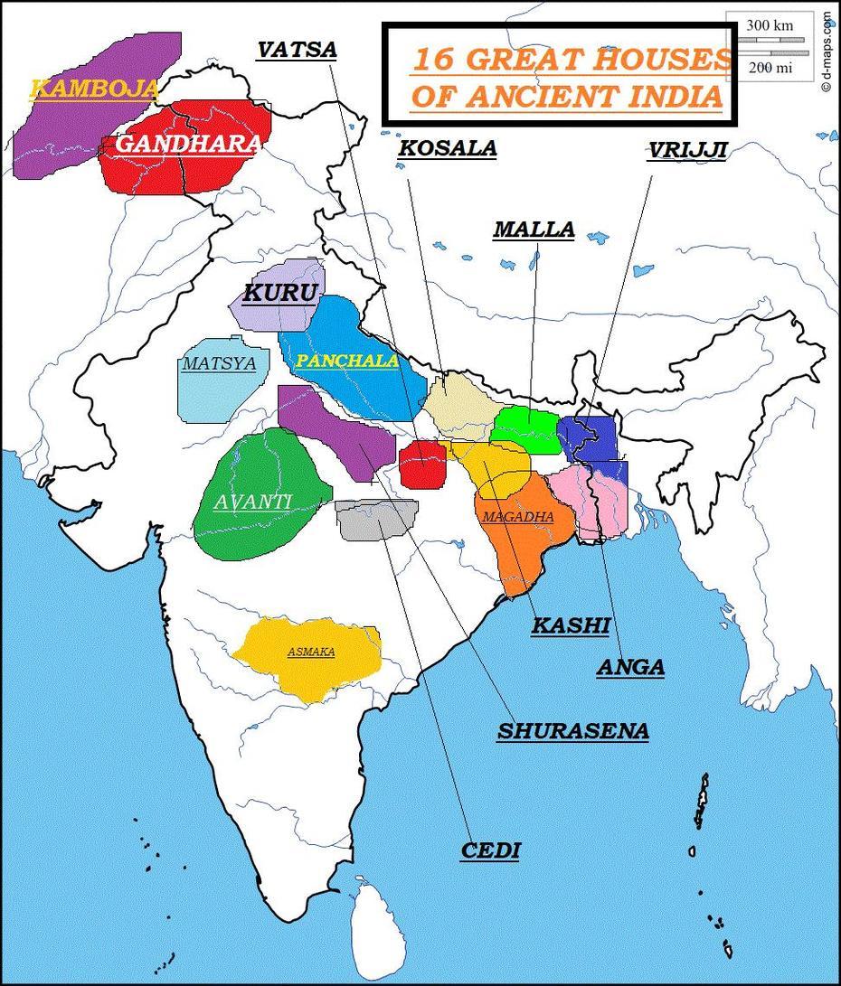 [Oc] The 16 Great Houses Of Ancient India On Map . These Kingdoms …, Nibria, India, India  By State, Chennai India