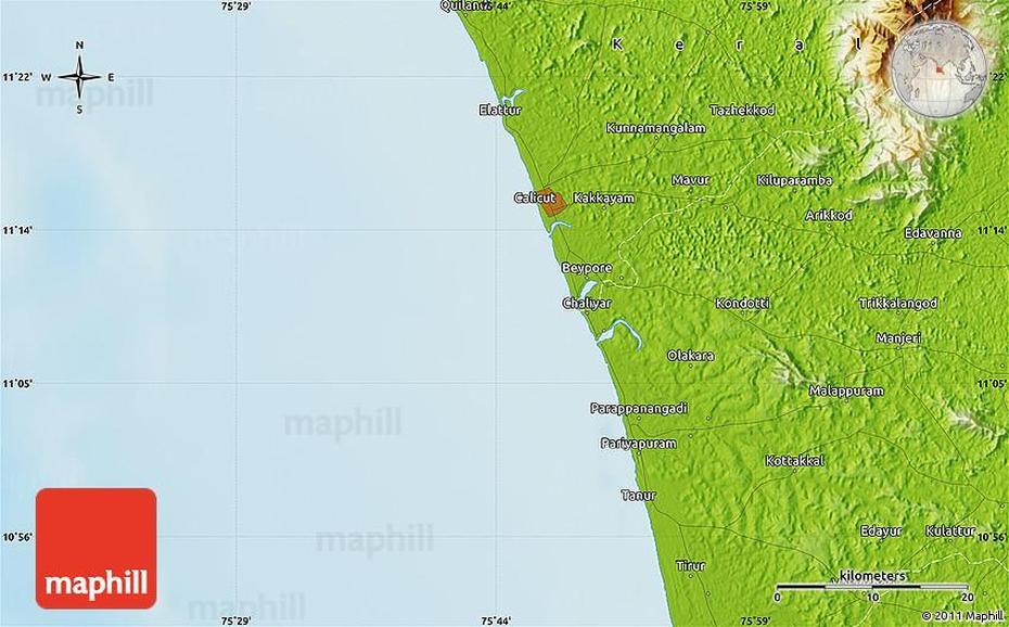 Physical Map Of Kunnamangalam, Mangalam, India, Social Cat  Manga, Mangalam Logo