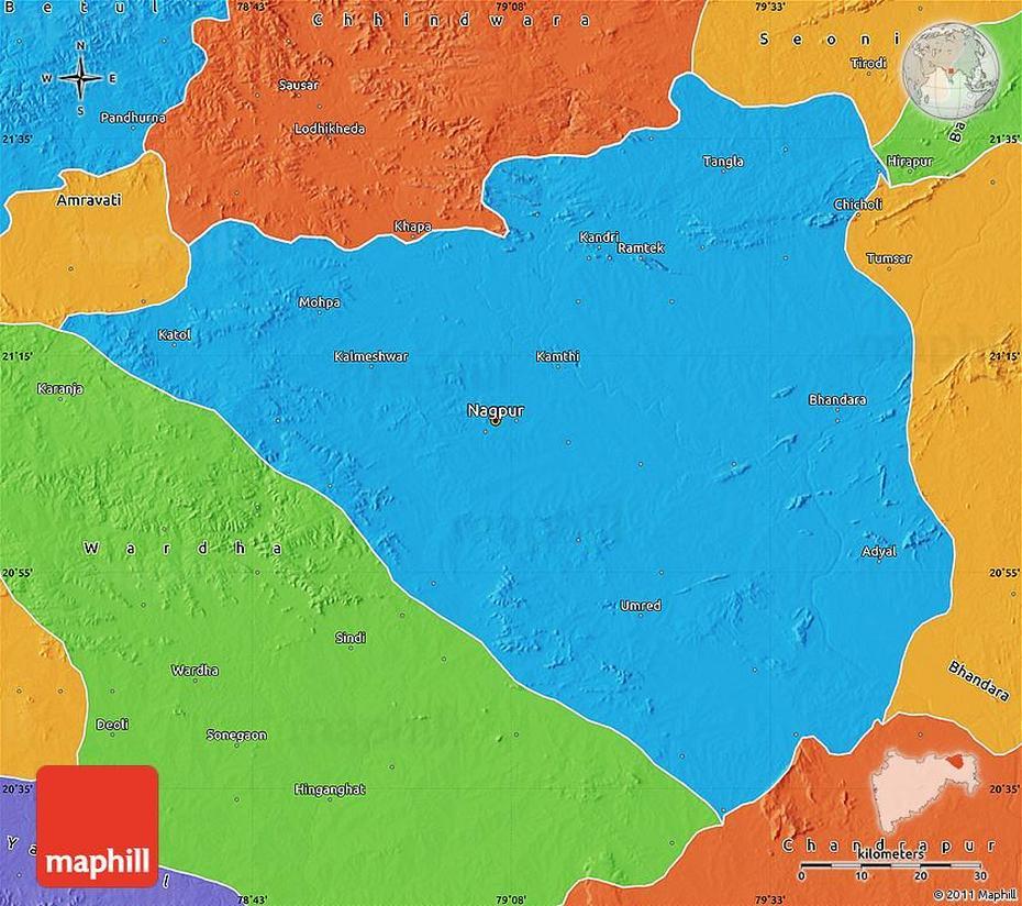 Political Map Of Nagpur, Nāgpur, India, India  With Pune, Nagpur  Airport