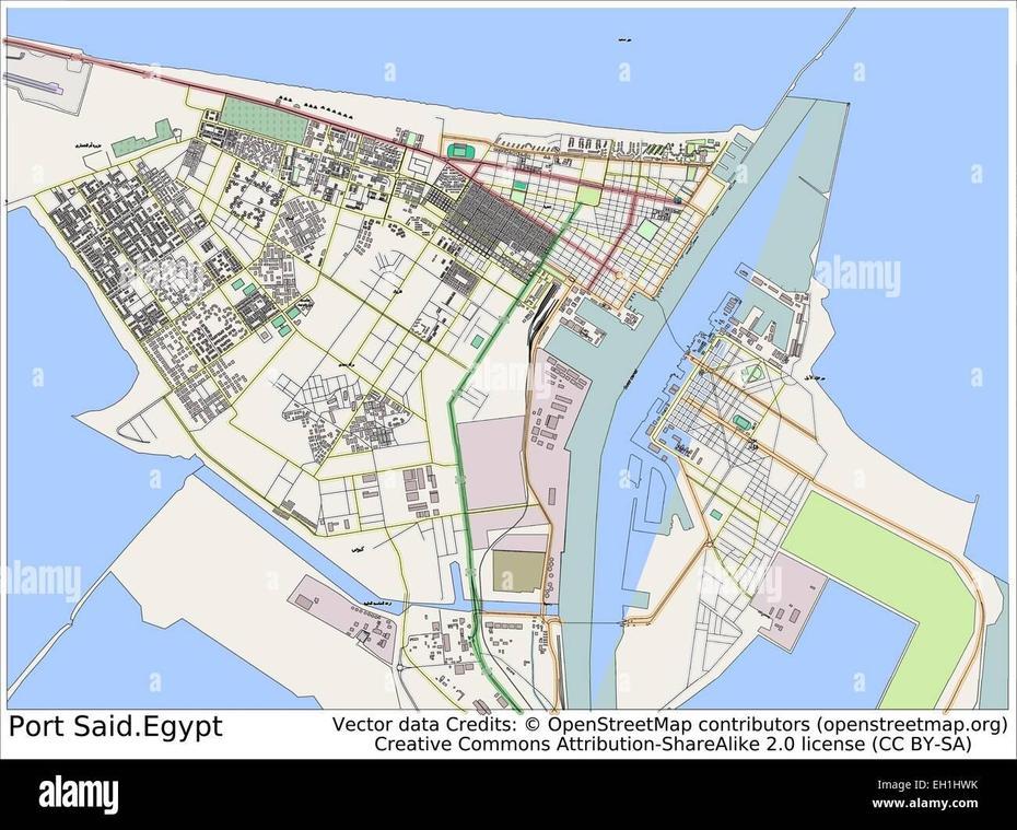 Port Said, Egipto Mapa De La Ciudad Imagen Vector De Stock – Alamy, Port Said, Egypt, Ismailia Egypt, Port Said City Egypt