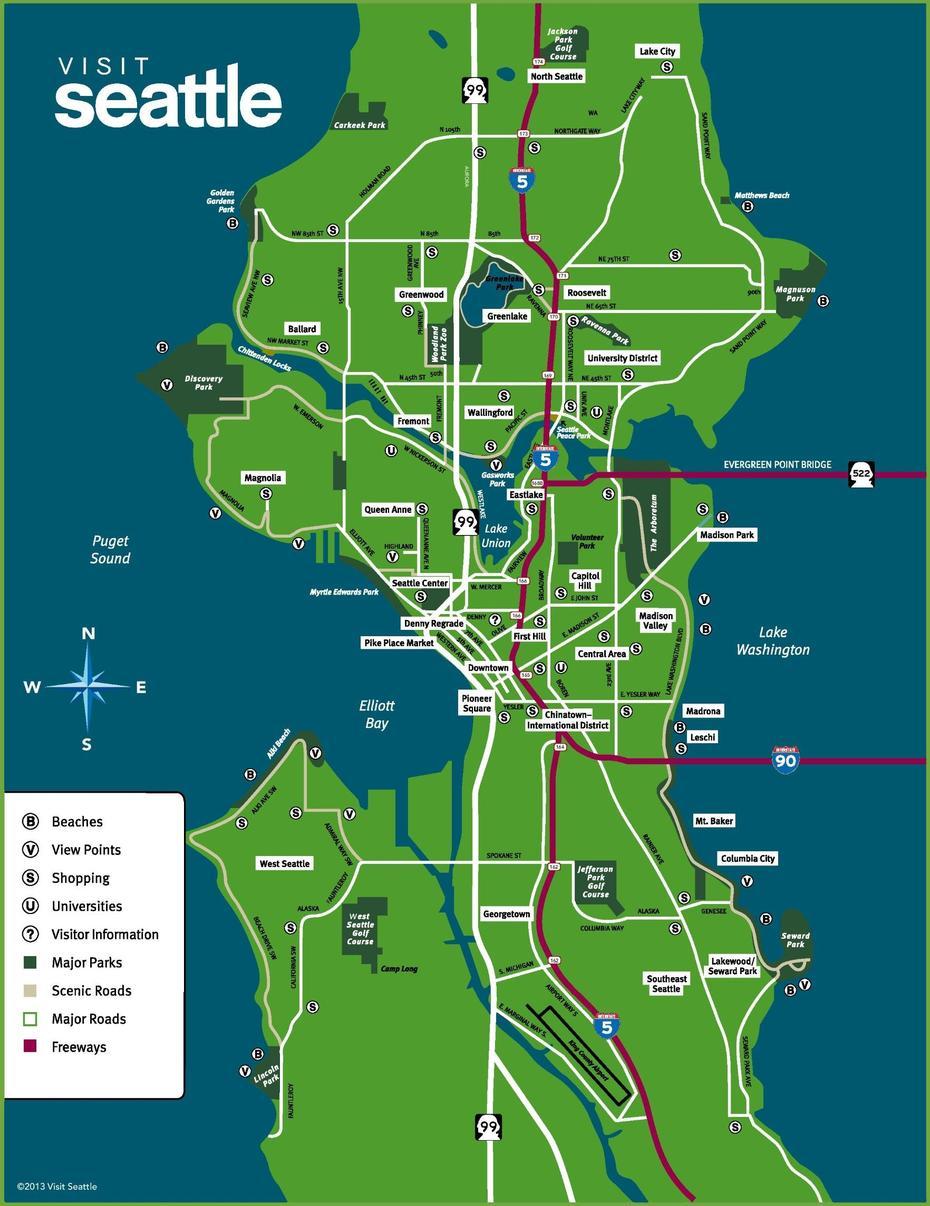 Printable Seattle City Map | Printable Map Of The United States, Seattle, United States, United States  Washington, Basic United States
