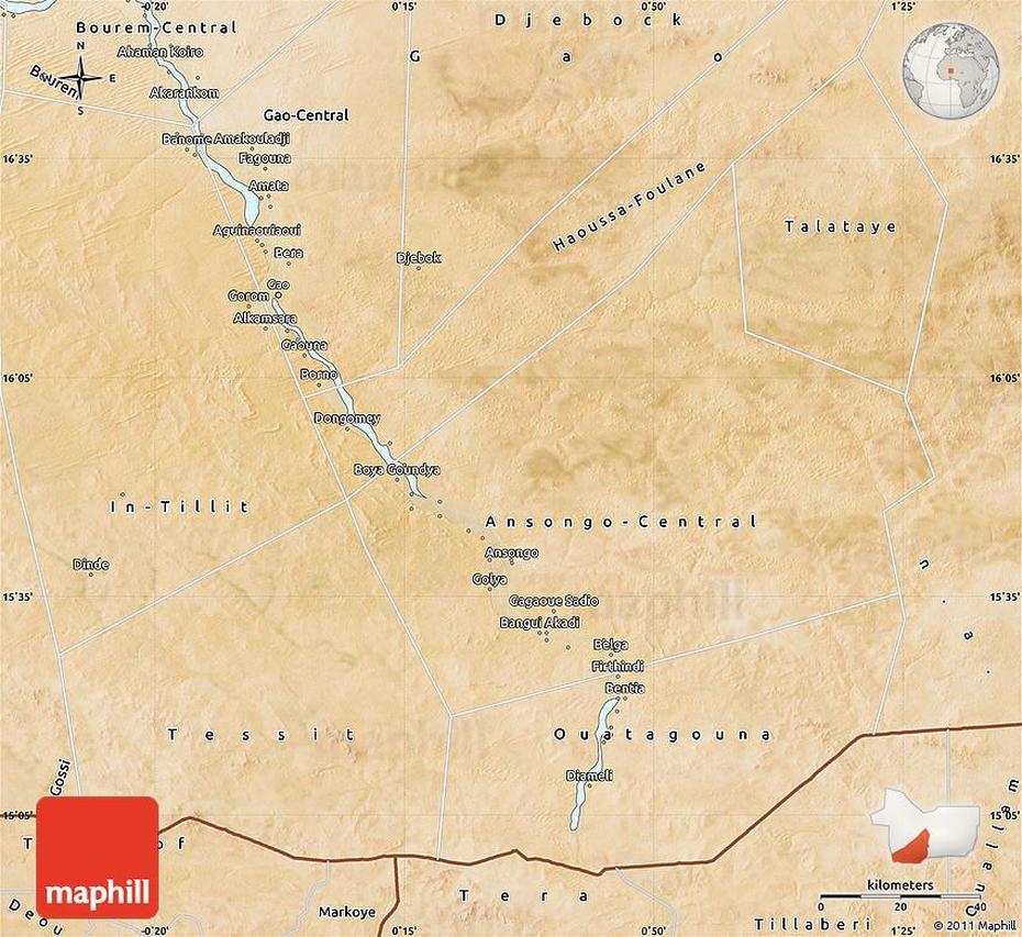 Satellite Map Of Ansongo, Ansongo, Mali, Dogon Mali, Mali Regions