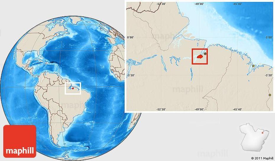 Shaded Relief Location Map Of Abaetetuba, Abaeté, Brazil, Rio, Brazil Capital