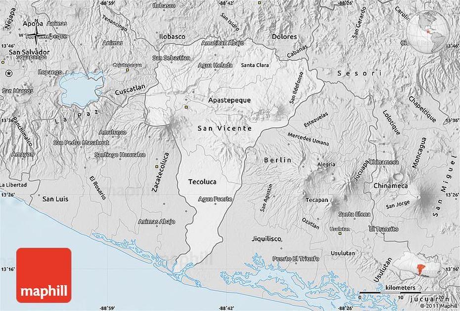 Silver Style Map Of San Vicente, San Vicente, Costa Rica, Best Costa Rica, Monteverde Costa Rica