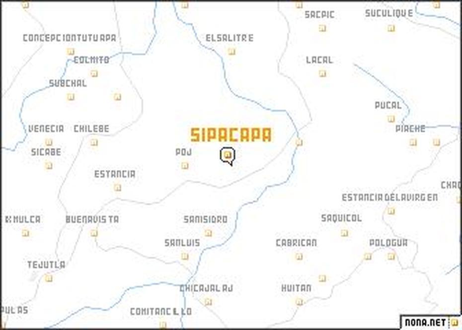 Sipacapa (Guatemala) Map – Nona, Sipacapa, Guatemala, Guatemala  Outline, Guatemala  With Cities