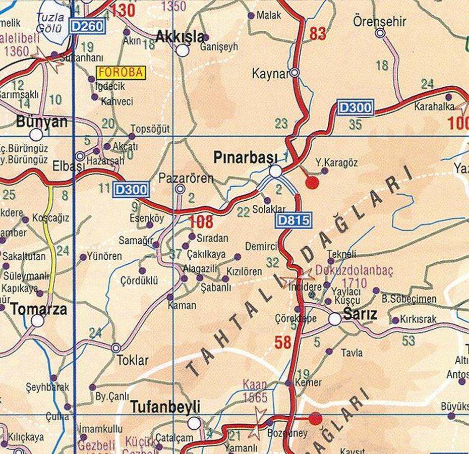 Akkisla, Bunyan, Pinarbasi, Tomarza, Tufanbeyli, Sariz Map, Area Map …, Bünyan, Turkey, Bünyan, Turkey