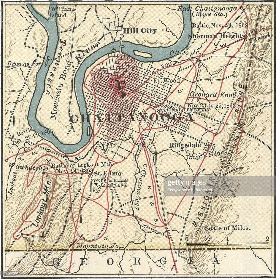 Chattanooga Battle, Printable Chattanooga Downtown, Chattanooga, Chattanooga, United States