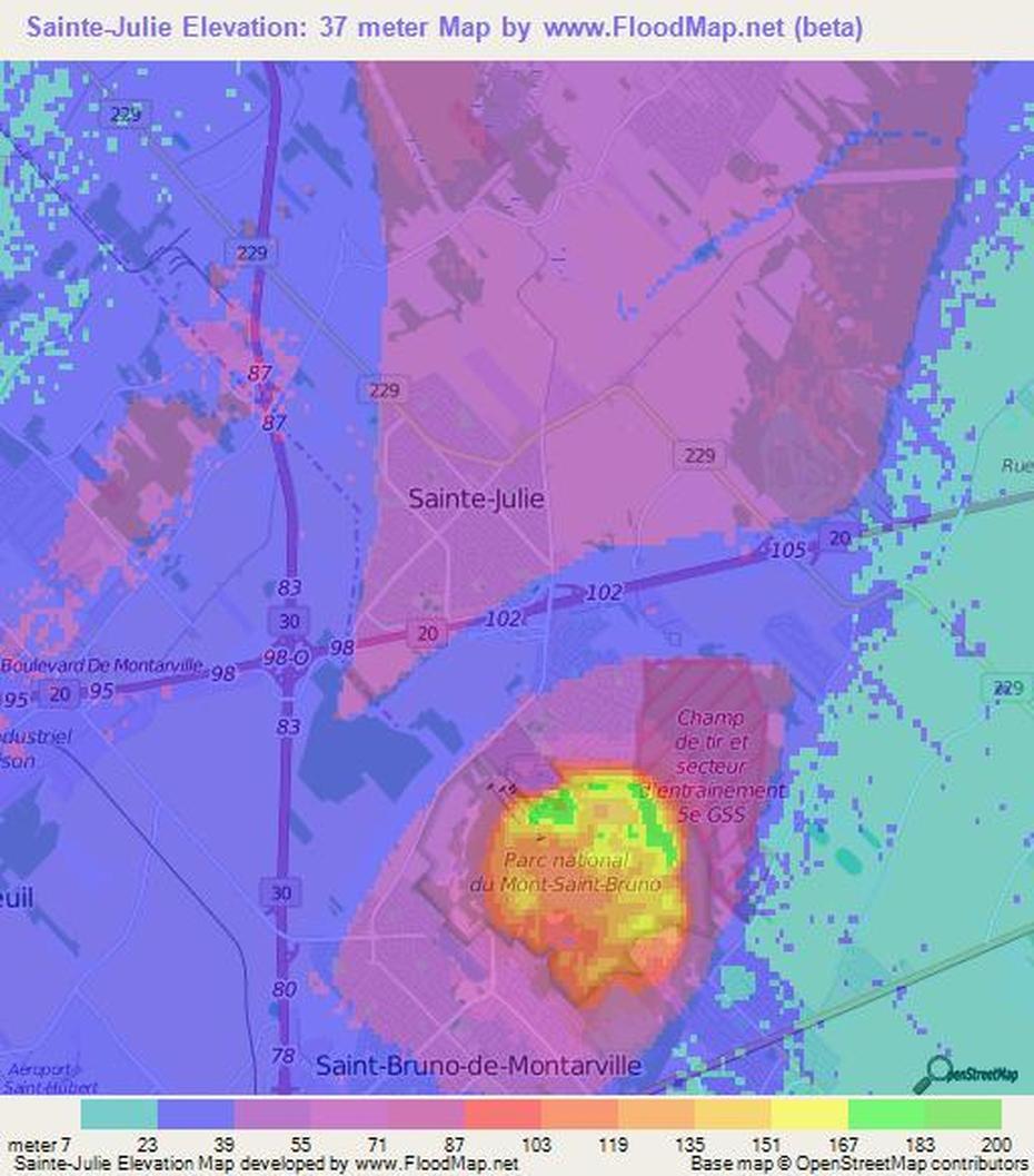 Elevation Of Sainte-Julie,Canada Elevation Map, Topography, Contour, Sainte-Julie, Canada, Le Martyre De Sainte Julie, Sainte Julie Qc
