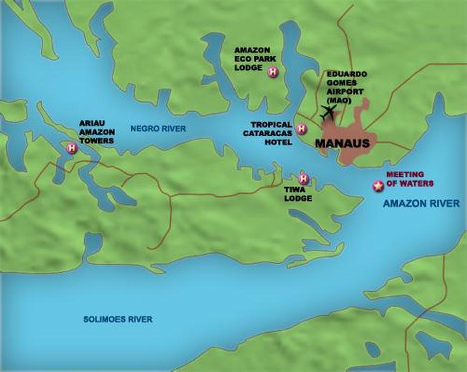 Manaus Map, Manaus, Brazil, Brazil Elevation, Manaus Brazil Rainforest