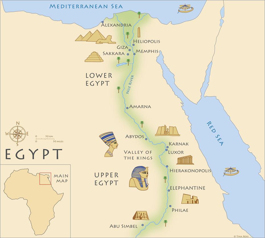 Map Of Ancient Egypt (Illustration) – World History Encyclopedia, Qahā, Egypt, Egypt  Black And White, Egypt  Cartoon