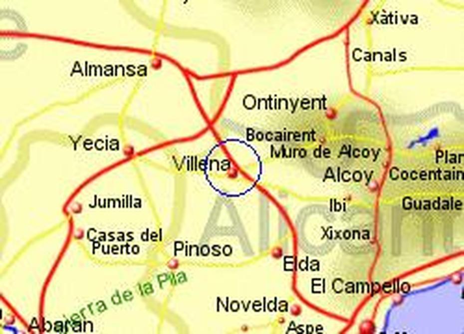 Map Of The Villena Area, Fully Zoomed In, Villena, Spain, Jaen Spain, Alhambra Spain