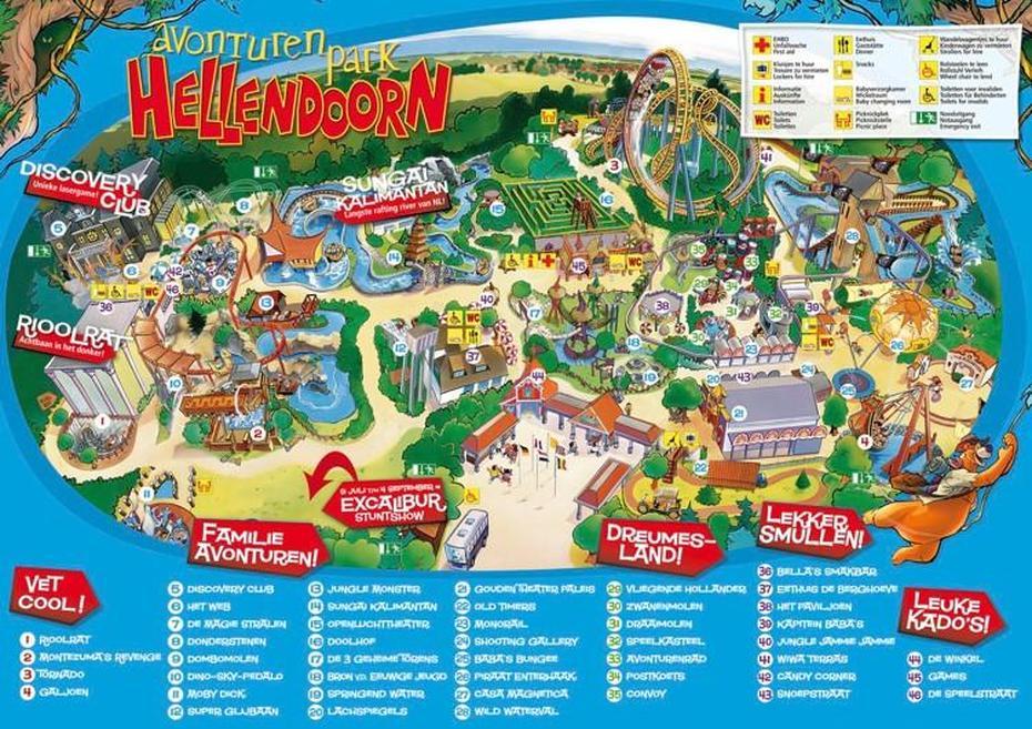 Parkmaps / Parkplan – Avonturenpark Hellendoorn – Freizeitpark-Welt.De, Hellendoorn, Netherlands, Attracties, Vakantiepark