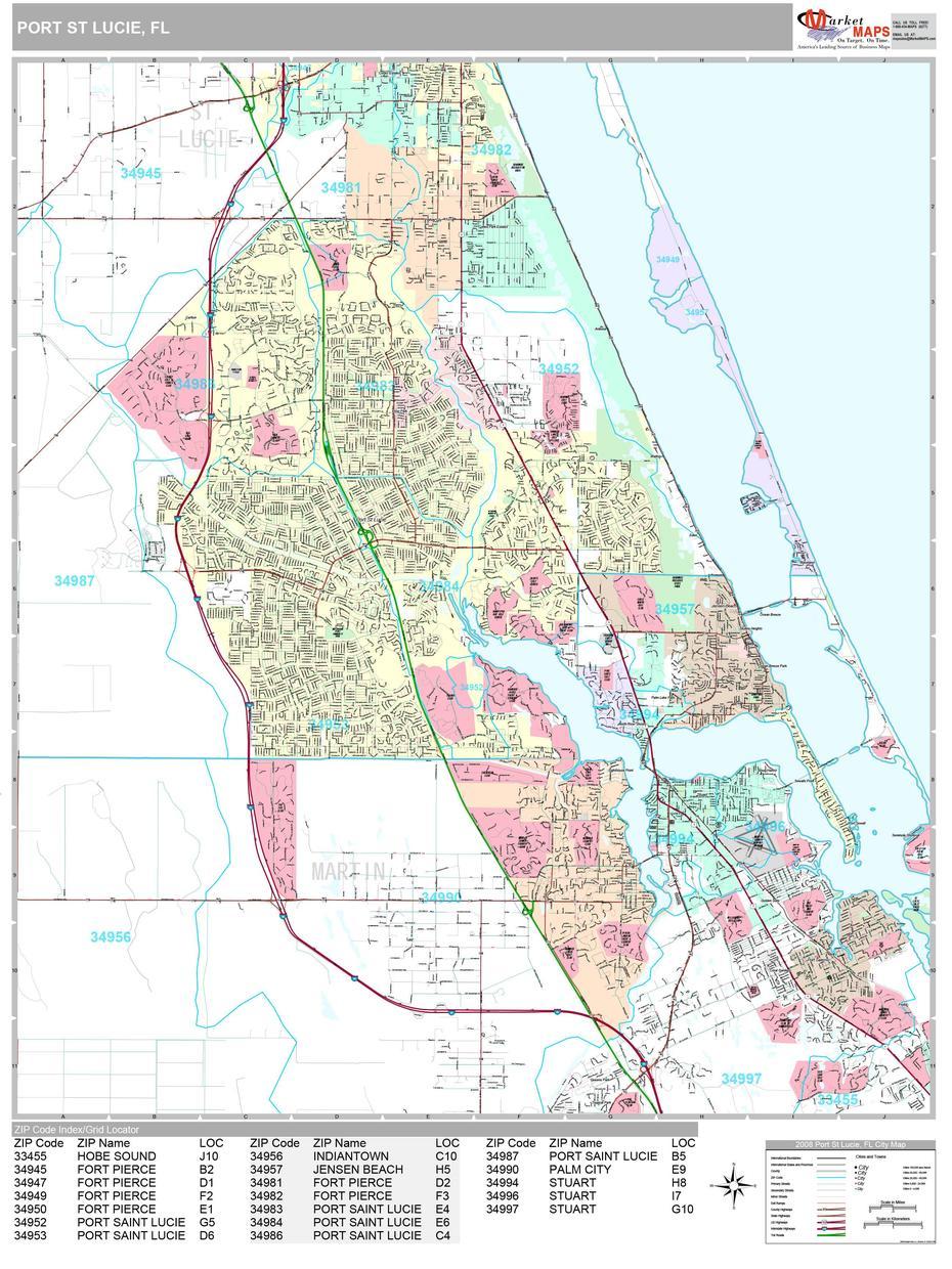 Port St. Lucie Florida Wall Map (Premium Style) By Marketmaps, Port St. Lucie, United States, Port St. Lucie Fl, Port St. Lucie Fl