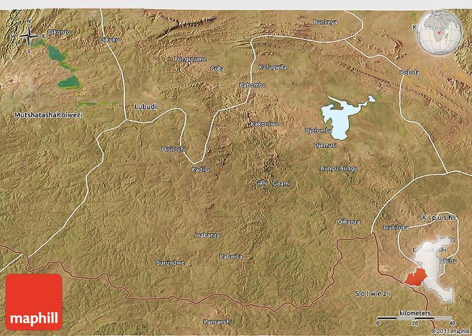 Satellite 3D Map Of Kambove/Likasi, Kambove, Congo (Kinshasa), Kinshasa City, Congo Flag