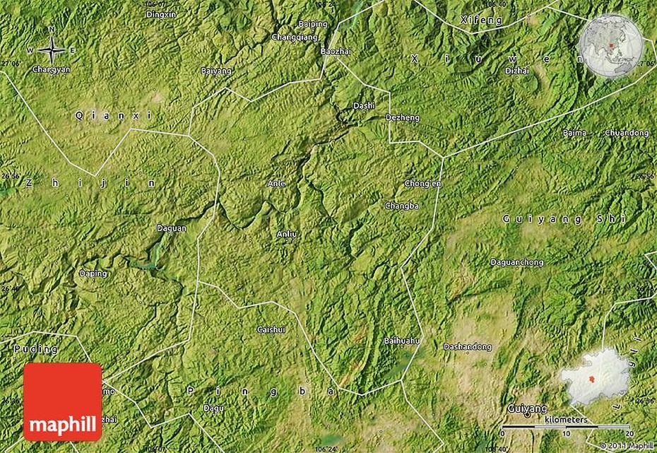 Satellite Map Of Qingzhen, Qingzhen, China, Wuhan Hubei, Of Hubei China