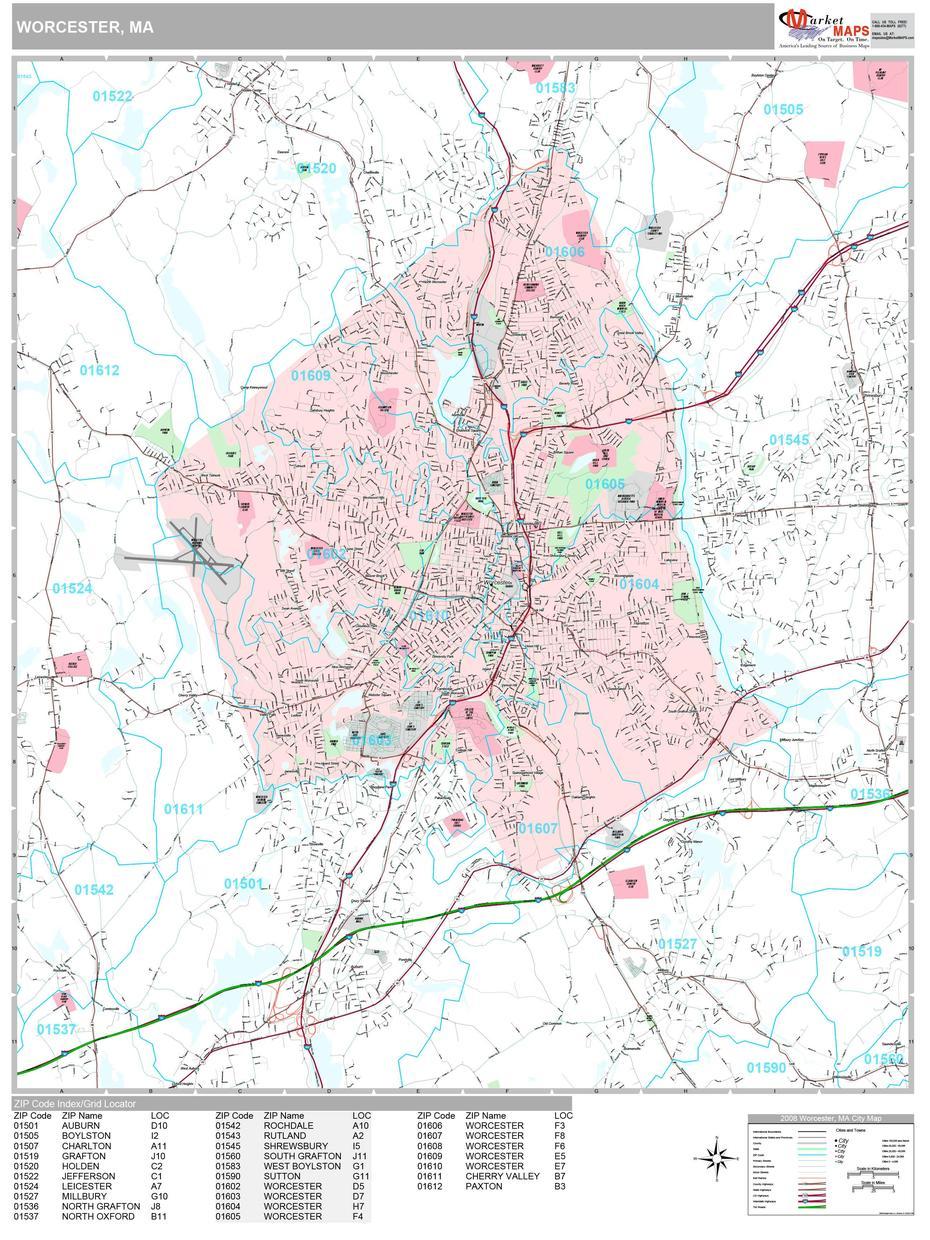 Worcester Massachusetts Wall Map (Premium Style) By Marketmaps – Mapsales, Worcester, United States, Worcester City, Worcester Street