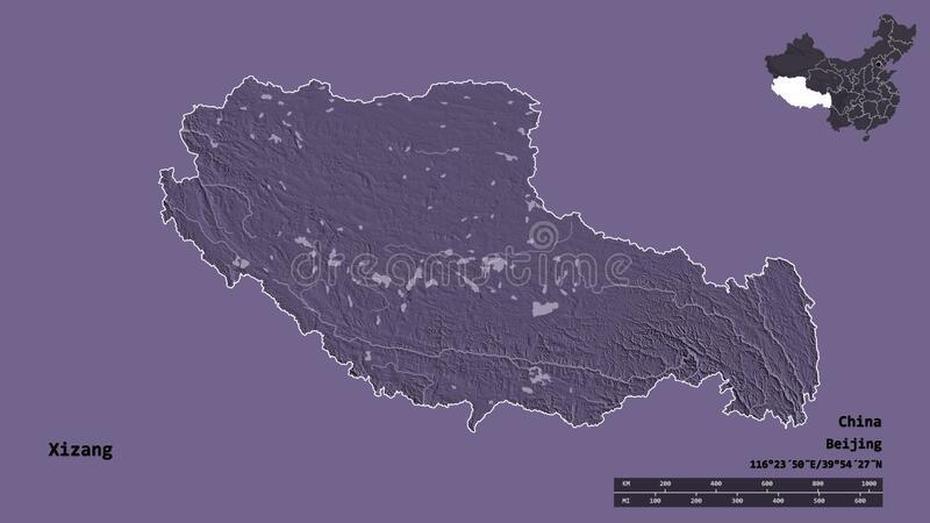 Xizang, China – Extruded With Capital. Relief Stock Illustration …, Xigazê, China, Xizang, Xizang  Tibet