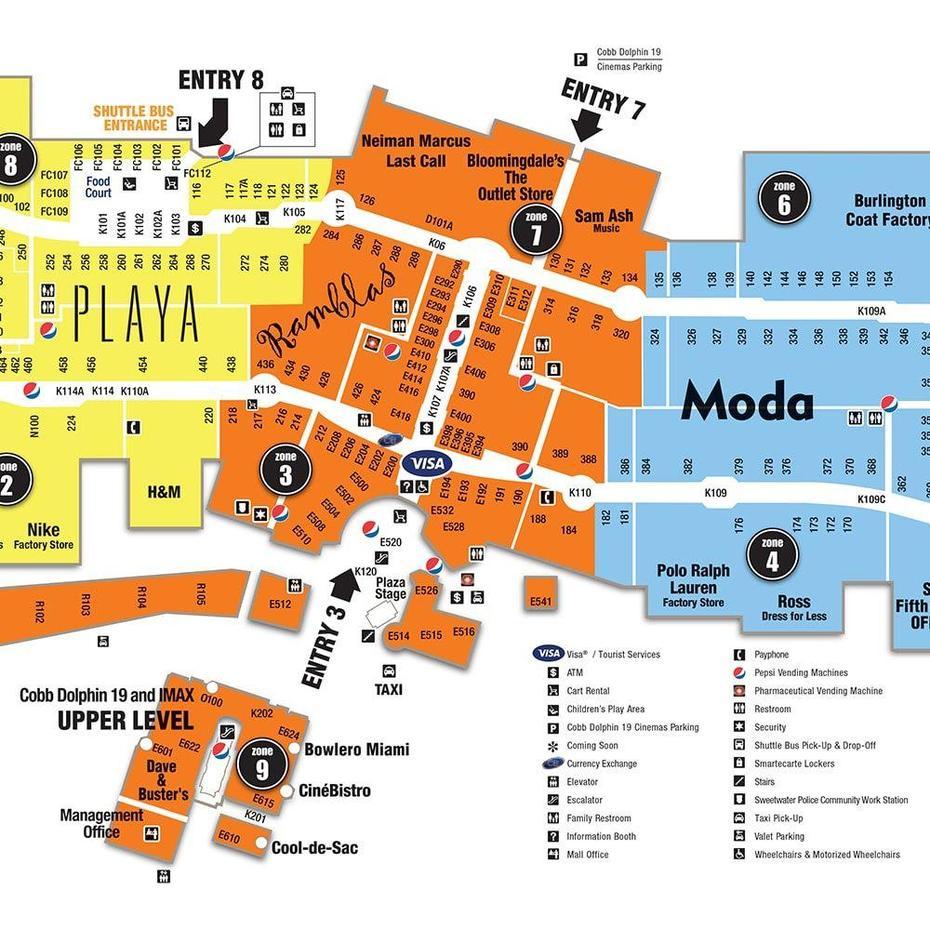 Aventura Mall Directory Map, Aventura, United States, Aventura Apartments, Aventura Fl