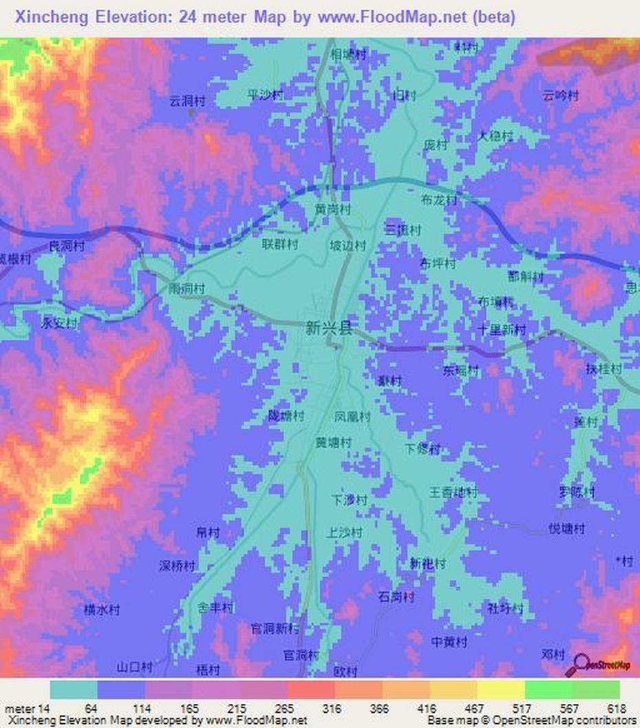 Elevation Of Xincheng,China Elevation Map, Topography, Contour, Xincheng, China, Jining China, Linyi China