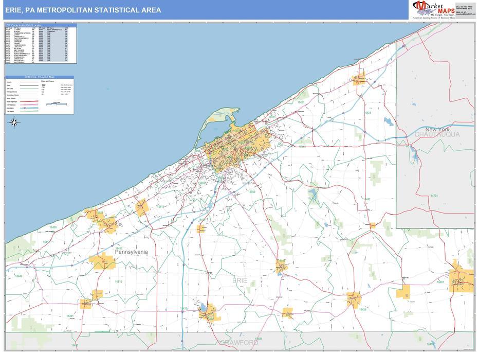 Erie, Pa Metro Area Wall Map Basic Style By Marketmaps – Mapsales, Erie, United States, 50 United States, United States America  Usa