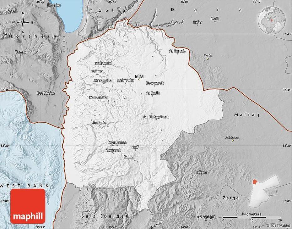 Gray Map Of Irbid, Irbid, Jordan, Petra Jordan  Satellite, Jordan Capital